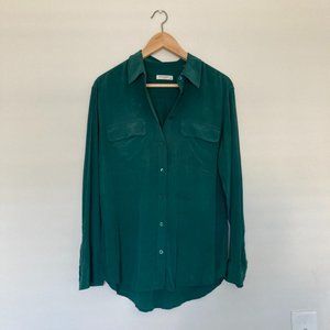 Equipment sea green silk button down blouse